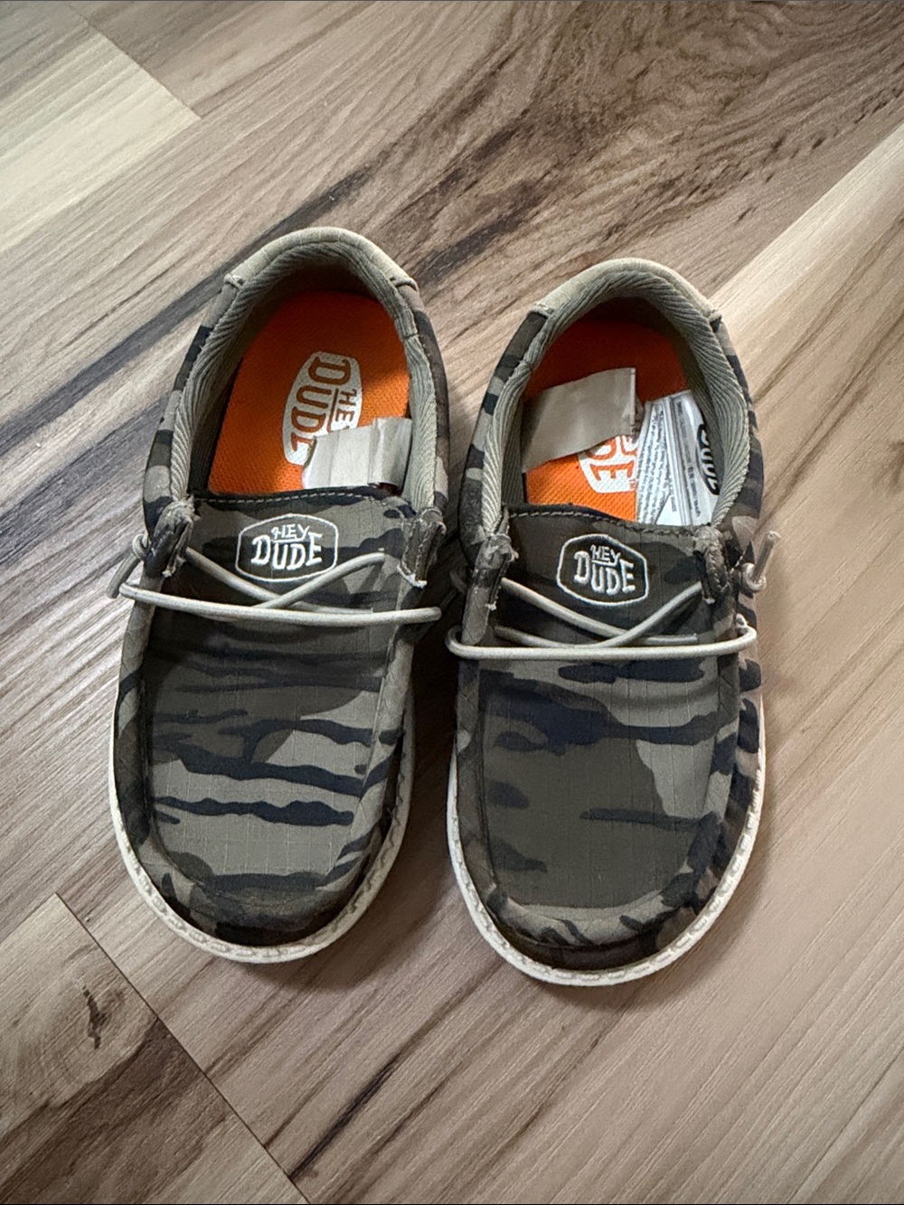 Hey Dude Kids Camo Slip-On Sneakers in Green and Tan